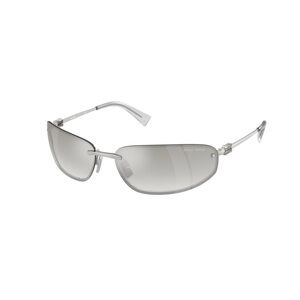 Miu Miu Silver / Light Gray Lens Rectangle Sunglasses